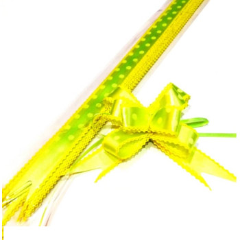 Pull Flower Ribbon Cotton 23mm Yellow Green (10 pcs)