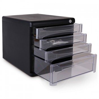 Deli 4 Transparent Document Tray (Black) 9794BK