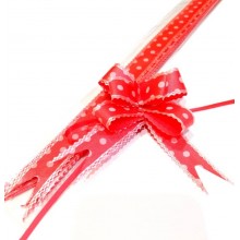 Pull Flower Ribbon Cotton 23mm Red (10 pcs)