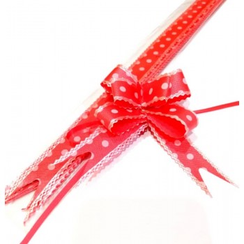 Pull Flower Ribbon Cotton 23mm Red (10 pcs)