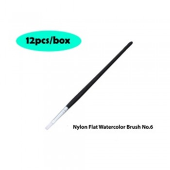 Nylon Flat Watercolor Brush No.6 - 12pcs/box
