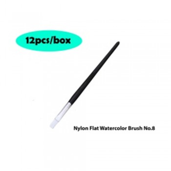 Nylon Flat Watercolor Brush No.8 - 12pcs/box